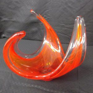 Vintage Flame Art Glass Dish